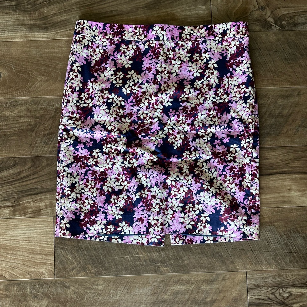 J. Crew Floral Pencil Skirt in Pink and Purple